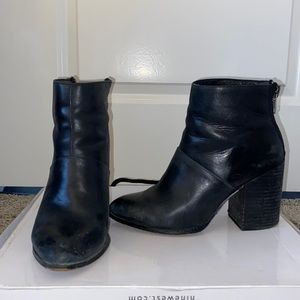 Aldo Black Leather Ankle Booties, Size 6.5